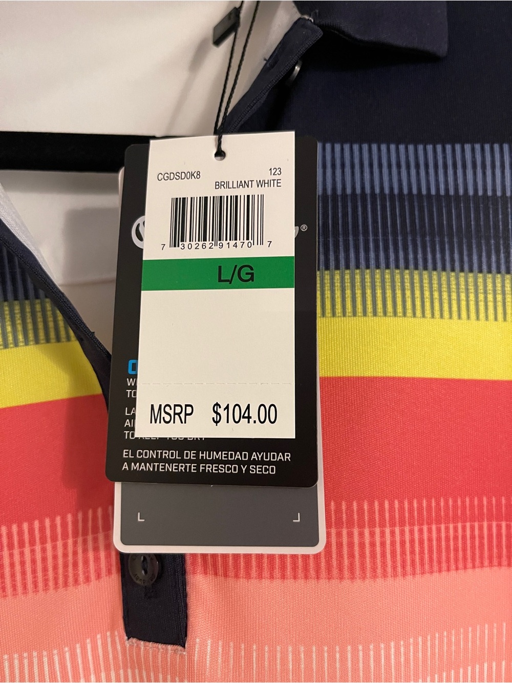 NWT Callaway White Sleeveless Polo Dress with Navy Panels and Multicolor Stripe - Picture 6 of 7